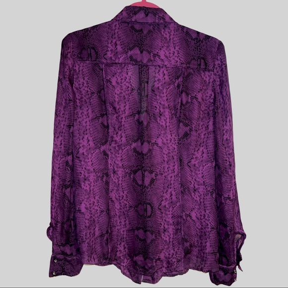 WHBM Snake Print Purple Silk Blouse Size 4 - Picture 3 of 5
